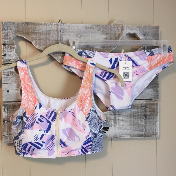 Cupshe | Padded Zip Up Two Piece Bikini Small | REPOST